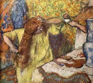 A4 Photo Degas Edgar Woman at dressing table with maid Print Poster - Picture 1 of 1