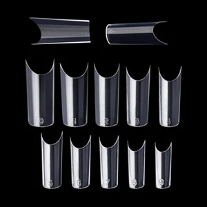 100/500/1500pcs C Curve/Half tube half cover French Artificial False Nail Tips - Picture 1 of 15