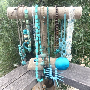 Lote de 12 Collares Largos Joyería Vintage Azul Imitación Turquesa Verde Suroeste - Imagen 1 de 11