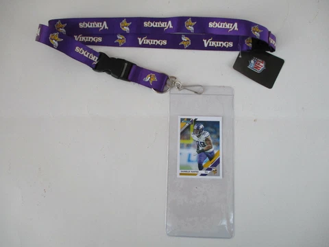 MINNESOTA VIKINGS PURPLE LANYARD WITH TICKET HOLDER PLUS COLLECTIBLE PLAYER CARD Cover