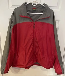 Cabelas Jacket Mens XL Red Gray Full Zip Lined Windbreaker - Picture 1 of 5