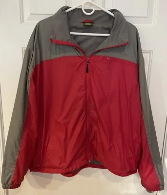 Cabelas Lightweight Jacket Mens XL Red Gray Full Zip Lined Windbreaker - Image 1 of 4
