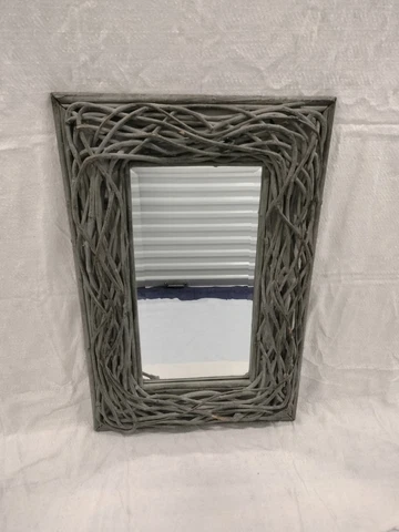Large Art Nouveau Twig / Branch mirror With Beveled Glass Adirondack Cover