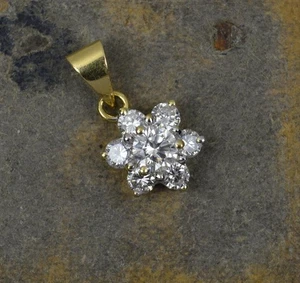 Funkelnder Cluster-Anhänger 18 kt Gold und 0,5 kt Diamant Blume - Bild 1 von 7