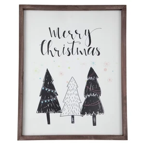 Letrero de pared Northlight 19,5" Feliz Navidad con árboles navideños - Imagen 1 de 4