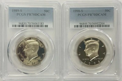 Lot Of 2 Kennedy PCGS PR70DCAM Half Dollar From 80's & 90's # OA 256(Value $76) - Image 1 of 4