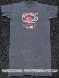 Arkansas Razorbacks Vintage langes T-Shirt Nachthemd Einzelnaht Einheitsgröße - Bild 1 von 7