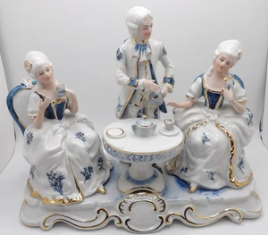 VINTAGE KELVIN'S PORCELAIN BLUE/WHITE/GOLD SERVING TEA FIGURINE JAPAN - Picture 1 of 10