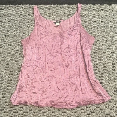 J. Camiseta sin mangas Crew de seda para mujer talla 14 púrpura arrugado playa boho fruncido cami Y2K Foto 1 de 4