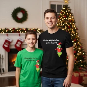 Grinch Funny Xmas T-Shirt Santa Tee Gift | Might Steal Your Christmas Spirit - Picture 1 of 7