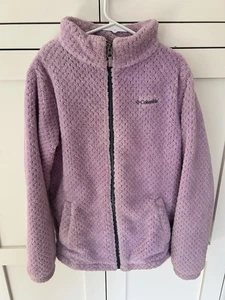 Columbia Girls Purple Fleece Zip-Up Jacket W/Pockets Size LARGE (14-16) - Picture 1 of 16