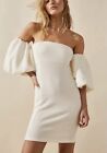 Free People White Off Shoulder Sleeves Mid Dress tube top summer NEW