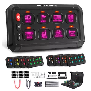 MICTUNING P1s RGB 8 Gang Switch Panel, Led Light Bar Circuit Relay System 12/24V - Picture 1 of 24
