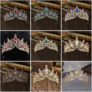 Aleación Corona Nupcial Cristal Princesa Real Corona Moda Boda Tiara Novia - Imagen 1 de 22