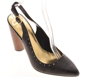 New ABS ALLEN SCHWARTZ Blk Leather Women High Heel Dress Pump Slingback Sz 8 B - Picture 1 of 5