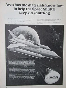 6/1973 PUB AVCO SYTEMS SPACE SHUTTLE THERMAL PROTECTION ORIGINAL AD - Imagen 1 de 1