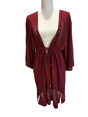 Traje de baño para mujer DOTTI XL borgoña patrón de llave griega cubierta de playa Foto 1 de 4