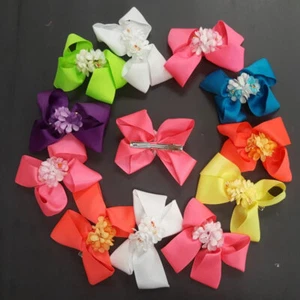 6 pc Children Daisy Flower Hair Bow Clips Hair Clip Pin Girl Toddler Kid 5" Lot - Picture 1 of 3