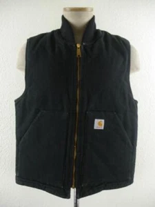 Men's sz M Carhartt V01 Arctic Quilt Lined Cotton Duck Canvas Vest Black V01-BLK - Picture 1 of 21