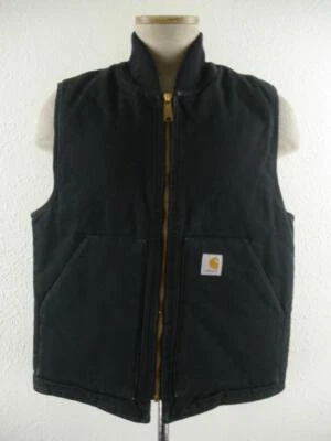 Men's sz M Carhartt V01 Arctic Quilt Lined Cotton Duck Canvas Vest Black V01-BLK - Image 1 of 4
