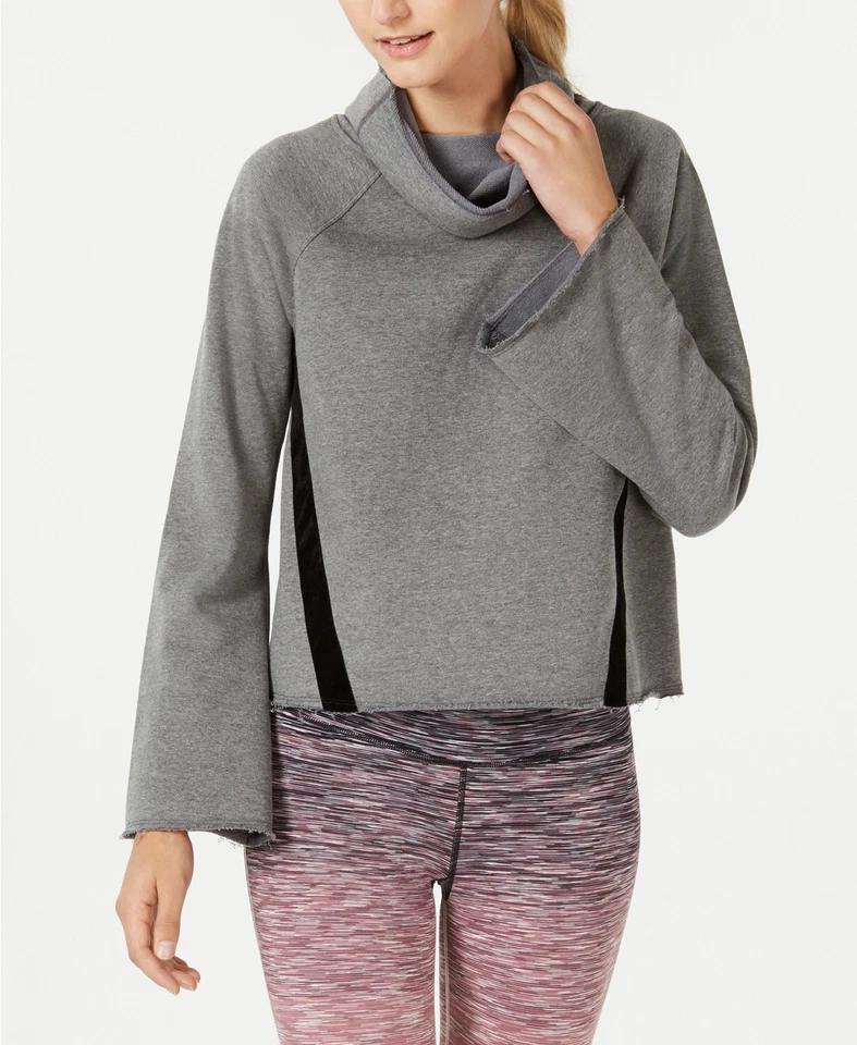 Ideology Womens Plus Size Cowl-neck Wide-sleeve Striped Top Gray 3x