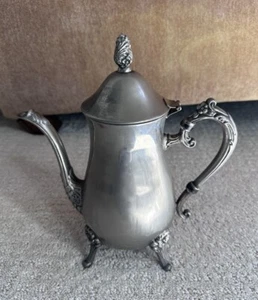 Silverplated Coffee Tea Pot Pitcher H10 x 9” Flowers Unbranded Server Silver Pl - Picture 1 of 13