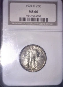 1924 D   Standing Liberty Quarter, NGC MS66,  Issue Free - Picture 1 of 4