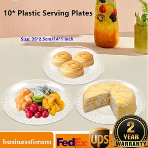 10 Pcs Plastic Serving Plates Clear Plastic Tray Serving Platters Dessert PS - Picture 1 of 17