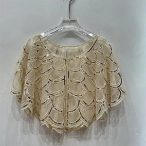 1920s Women's Sequin Shawl Cape Up Shrug For Gatsby Bridal Wedding Evening Wraps - Picture 1 of 7