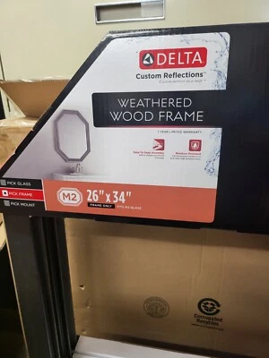 Marco de espejo octogonal de madera mate desgastada Delta 3 26 x 34 se adapta a vidrio M2 nuevo en caja Foto 1 de 4