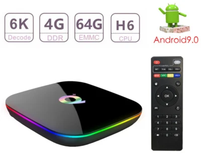 Q-PLUS ANDROID PIE 9.0 SMART TV BOX 4GB RAM 64GB 6K WIFI DAZN NEW Q PLUS INTERNE - Immagine 1 di 4