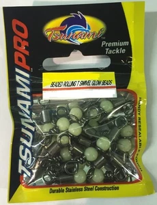 Tsunami Beaded Rolling T-Swivel with Glow Beads Size 6, Pack of 10 - TSRTS6-10 - Picture 1 of 2