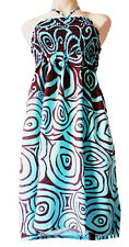 Strappy summer/ beach mini dress or long skirt elasticated UK size 8-14 BLUE new