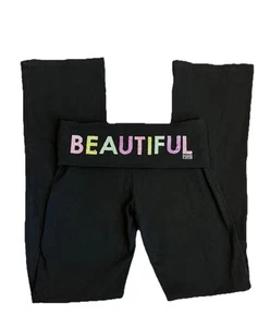 Pantaloni da yoga vintage Y2K ROSA Victorias Secret pieghevoli medi paillettes Bling 30X34 - Foto 1 di 9