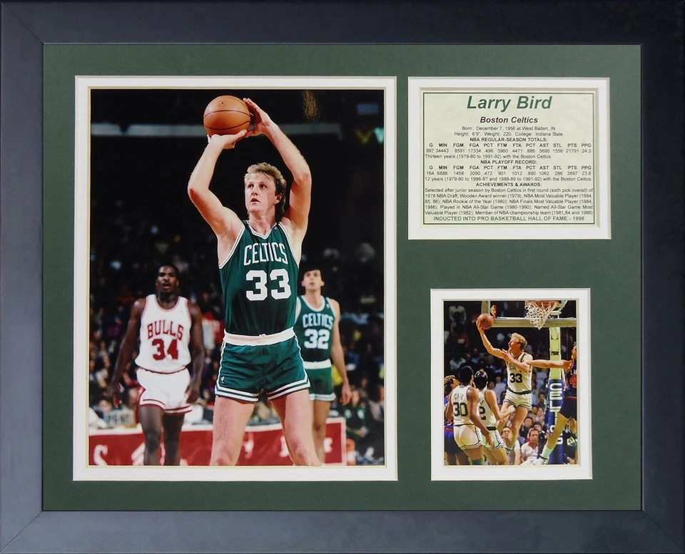 Collage de fotos enmarcadas Legends Never Die Larry Bird Boston Celtics, 11 x 14 pulgadas Foto 1 de 1
