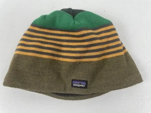 Patagonia Winter Snow Beanie Hat Cap Green Youth Kids Unisex Logo - Picture 1 of 5