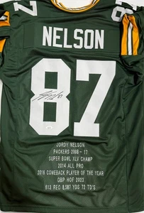 JORDY NELSON - Packers Signed Custom Replica Green Stats Jersey AUTO - JSA - Picture 1 of 3