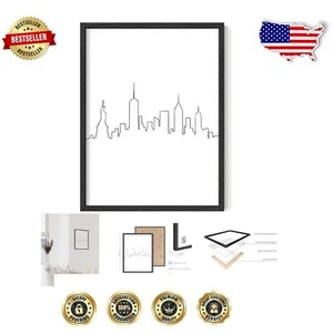 Sustainable NYC Skyline Black and White Art Print - 12x16 Framed Decor - Picture 1 of 9