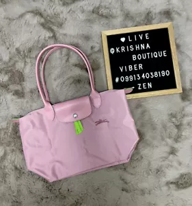 ON HAND Authentic Longchamp Le Pliage Green Tote Bag Medium Petal Pink - Picture 1 of 7