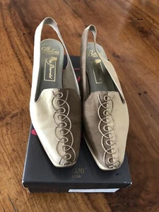 BELMI BARDO SIZE 6 EU 39 VINTAGE SLING BACK NUBUCK LOW HEEL SHOES COFFEE & CREAM - Picture 1 of 12