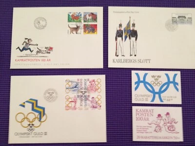 Sweden Stamps In N.A-FDC & BKLT's-Child Drawings, Olympic Gold & Karlberg Castle - Image 1 of 4