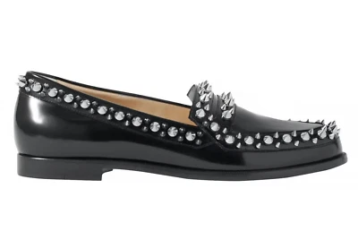 Mocasín Christian Louboutin Mattia Spikes Donna plano de cuero de becerro negro 38 Foto 1 de 4