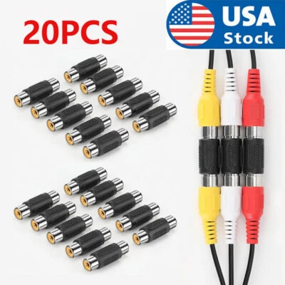 20Pcs AV RCA Female to Female Coupler Adapter Audio Video Jack Connectors - Image 1 of 4