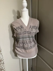 Chaleco Suéter Vintage Unisex SunDek Talla Med Acrílico Tejido Años 70 Cuello en V - Imagen 1 de 4