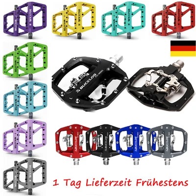 BUCKLOS Flat/SPD Selbstsperrende Pedale Lager Abgedichtet 9/16“ MTB Fahrrad-Flachpedale