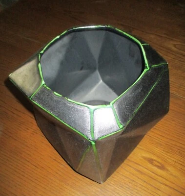 Global Views, Contemporary Charcoal/Green Faceted Vase / Planter, 8" x 8", NWT - Image 1 of 4