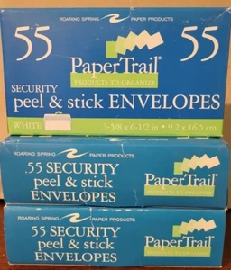 3-55 Count Peel and Stick Paper Trail White Security Envelopes 3 5/8"x 6 1/2" - Picture 1 of 3
