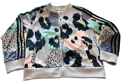 ADIDAS Girls All Over Print Camo FullZip 3Stripe Jacket Size M 10-12  MultiColor - Image 1 of 4