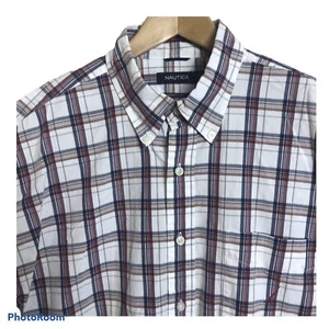 Nautica Shirt Mens Sz XXL Long Sleeve Sanded Poplin Beige Multi Color Plaid - Picture 1 of 4