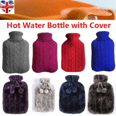 Hot Water Bottle With Cover Luxury Soft Fluffy 2L High Quality Rubber Faux Fur